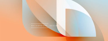 Soyut geometrik şekiller çakışıyor. Şeftali, mavi gradyanlar modern arkaplan yaratır. Metin elementli minimalist tasarım.