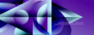 Soyut geometrik şekiller, canlı mor renkler, dinamik kompozisyon. Modern tasarım elementleri parlak görsel etki yaratır.