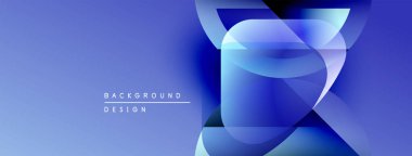 Soyut mavi tasarım üst üste binen şekiller, gradyanlar. Modern estetik, arka planlar ve sunumlar için uygun. Minimalist stil.