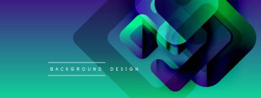 Soyut geometrik şekiller örtüşür, canlı gradyanlar yaratır. Mavi, yeşil, mor renkler tasarımda baskın. Modern estetik, uygun arkaplan.