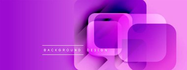 Mor soyut arka plan. Üst üste binen kareler dinamik görsel efekt yaratır. Dijital projeler için modern tasarım.