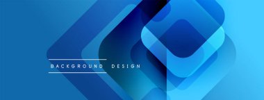 Soyut mavi katmanlar dinamik geometrik desen oluşturur. Modern tasarım, teknoloji, yenilik, gelecek kavramları öneriyor. Pürüzsüz gradyanlar görsel cazibeyi artırır.