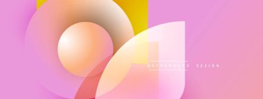 Soyut pembe arkaplan özellikleri üst üste binen daireler, kareler. Renkler modern görsel efekt yaratır. Pankartlar ve sunumlar için uygun minimalist tasarım.