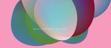 Soyut renkli çakışan daireler. Pembe zemin kontrastı sağlar. Metin arka plan tasarımı okur. Modern grafik ögesi.