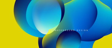 Soyut akışkan şekiller, canlı maviler, sarı fon. Modern tasarım, pürüzsüz gradyanlar dinamik görsel etki yaratır.