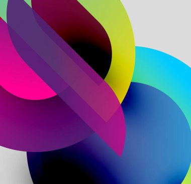 Soyut renkli şekiller çakışıyor. Canlı gradyanlar dinamik görsel deneyimler yaratır. Modern tasarım, pürüzsüz geçişler, parlak renkler.
