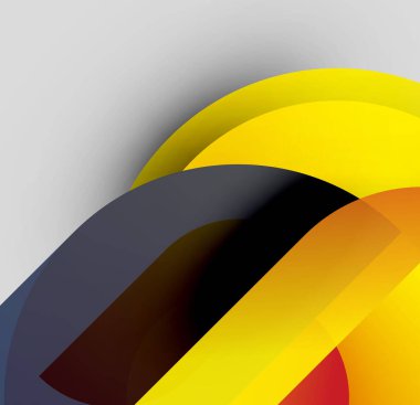 Soyut kompozisyon. Üst üste binen kıvrımlı şekiller, canlı renkler, gradyanlar dinamik görsel efekt yaratır. Modern tasarım, pürüzsüz geçiş.