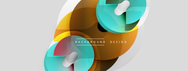 Soyut geometrik şekiller örtüşür, dinamik görsel efekt yaratır. Sıcak, serin renkler beyaz elementlerle harmanlanır. Modern tasarım.