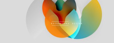 Soyut renkli şekiller örtüşür, dinamik görsel efekt yaratır. Modern tasarım elementleri yenilik ve enerji öneriyor. Işık eğimleri derinliği arttırır.