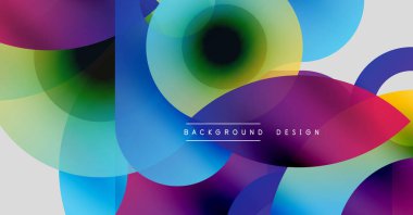Soyut renkli çemberler örtüşüyor ve canlı bir görsel etki yaratıyor. Arkaplan ve sunumlar için uygun modern tasarım.
