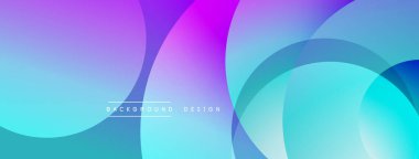 Soyut sıvı şekilleri örtüşür, parlak mavi ve mor renkler yaratır. Arkaplan ve sunumlar için modern tasarım ögesi.