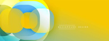 Soyut geometrik şekiller örtüşür, parlak sarı ve mavi renkler yaratır. Modern tasarım teknoloji, yenilik ve enerji öneriyor. Temiz estetik.