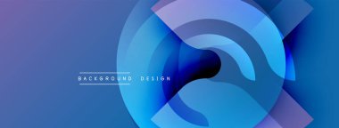 Soyut mavi tasarım, üst üste binen daireler, gradyanlar. Modern estetik, arka planlar ve sunumlar için uygun. Minimalist metin dahil.