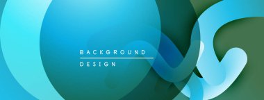 Soyut sıvı şekilleri, mavi yeşil gradyanlar. Modern tasarım, pürüzsüz geçişler, katmanlı elementler. Minimalist estetik, canlı renkler.