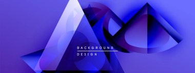 Soyut geometrik şekiller, canlı mavi renkler, modern tasarım. Üst üste binen katmanlar derinlik ve dinamik bileşim yaratır. Metin arkaplan tasarımı okur.