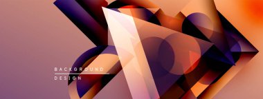 Soyut geometrik şekiller harmanlanarak canlı gradyanlar yaratır. Mor, turuncu renkler kompozisyona hakim. Modern tasarım elementleri dinamik görsel deneyim sunar.