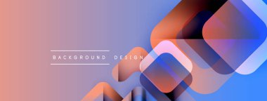 Soyut geometrik şekiller örtüşür, canlı bir gradyan arkaplan oluşturur. Yumuşak pembeler, maviler kompozisyona hakim. Metin arkaplan tasarımı okur.