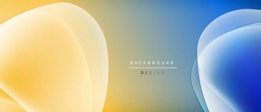 Soyut gradyanlar sarı, mavi ve gri karışımı. Üst üste binen şekiller modern arkaplan tasarımı yaratır. Minimum metin mevcut. Yumuşak geçişler görünür.