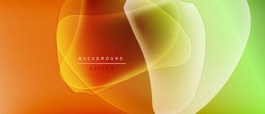 Soyut gradyanlar harmanlanarak akışkan şekiller yaratır. Canlı yeşile sıcak turuncu geçişler. Metin arka plan tasarımı okur. Minimalist, modern estetik.