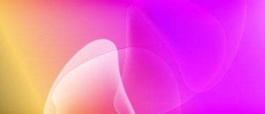 Soyut gradyanlar harmanlanarak yumuşak eğriler oluşturur. Renkler sarıdan pembeye kayar ve canlı bir morla biter. Minimalist tasarım.