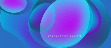 Soyut sıvı şekilleri örtüşür, parlak mavi ve mor renkler yaratır. Modern tasarım enerjiyi, hareketi, derinliği çağrıştırıyor. Arkaplan özellikleri metin.