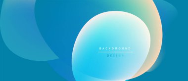 Soyut akışkan şekiller, mavi tonlar, eğim arkaplanı. Modern tasarım ögesi, temiz estetik, basit kompozisyon.