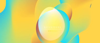 Soyut akışkan şekiller harmanlanır, parlak sarı ve mavi renkler yaratır. Modern tasarım pürüzsüz geçişleri ve yumuşak ışıklandırmayı vurguluyor.