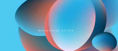 Soyut tasarım özellikleri üst üste binen renkli daireler. Mavi, kırmızı renkler dinamik görsel efekt yaratır. Modern estetik, basit kompozisyon.