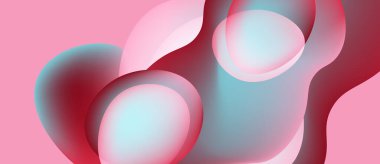 Soyut sıvı şekilleri örtüşür ve yumuşak eğimler yaratır. Pembe, mavi renkler kompozisyona hakim. Modern tasarım ögesi.