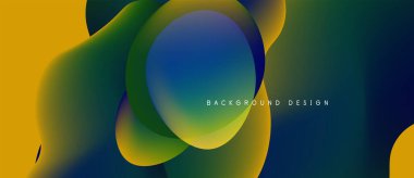 Soyut sıvı şekiller, canlı renklerin karışımı. Modern tasarım, pürüzsüz eğimler dinamik kompozisyon yaratır. Arkaplanda metin ögeleri.