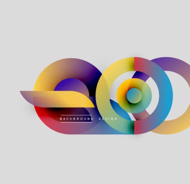 Soyut renkli çakışan daireler dinamik bir görsel oluşturur. Gradyan renkler harmanlanarak modern arkaplan tasarımı oluşturur. Basit, temiz estetik..