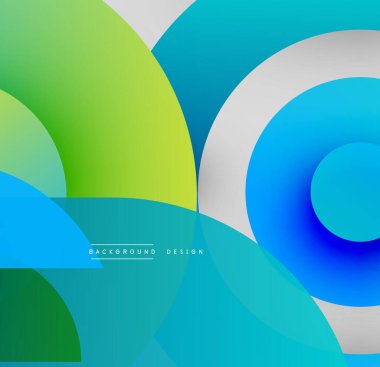 Soyut kompozisyon. Üst üste binen daireler, gradyanlar dinamik görsel efekt yaratır. Modern tasarım, canlı renkler, pürüzsüz geçişler.