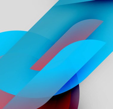 Soyut kompozisyon. Mavi, kırmızı gradyanlar örtüşüyor, dinamik görsel etki yaratıyor. Yumuşak şekiller hareketi, derinliği akla getiriyor. Minimalist tasarım.