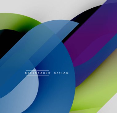 Soyut tasarım özellikleri üst üste binen renkli daireler, gradyanlar. Modern estetik, dinamik kompozisyon, canlı renkler.