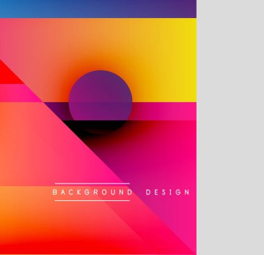Soyut enerji eğimleri, geometrik şekiller, mor, turuncu, pembe renkler. Modern tasarım elementleri dinamik görsel etki yaratır.