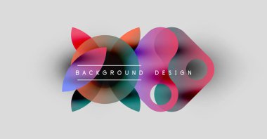 Soyut renkli şekiller örtüşüyor ve dinamik bir zemin oluşturuyor. Metin, kompozisyon içerisindeki arkaplan tasarımını okur. Basit, modern estetik..