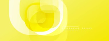 Parlak sarı soyut arka plan. Katmanlı daireler dinamik görsel efekt yaratır. Sancaklar ve web siteleri için uygun basit ve modern tasarım.