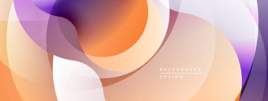 Soyut sıvı şekilleri, sıcak renkler baskın gelir. Turuncu, mor, bej karışımı kusursuz bir şekilde modern tasarım yaratıyor. Yumuşak eğimler pürüzsüz geçişler sunar.