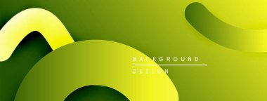 Soyut yeşil arkaplan. Üst üste binen kıvrımlı şekiller dinamik görsel efekt yaratır. Modern tasarım ögeleri pürüzsüz geçişler sunar.