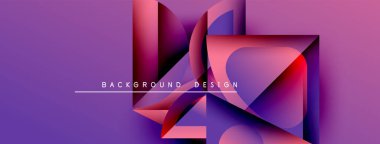 Soyut geometrik şekiller, mor renkler, modern tasarım. Metin arka plan tasarımı okur. Minimalist kompozisyon, canlı renkler, katmanlı biçimler.