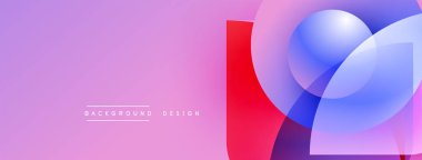 Soyut tasarım, üst üste binen daireler, canlı pembe, mavi, kırmızı. Metin arkaplan tasarımlı modern arkaplan. Yumuşak eğimler derinlik yaratır.