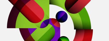 Soyut bileşim canlı şekiller, kıvrımlar, küreler içerir. Renkler karışıyor, dinamik görsel deneyim yaratıyor. Modern tasarım, temiz estetik.