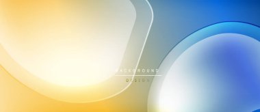 Soyut arkaplan özellikleri akan şekiller, değişken renkler. Sarı, mavi renkler düzgün bir şekilde harmanlanarak modern tasarım yaratıyor. Yumuşak eğriler kompozisyona hakim.