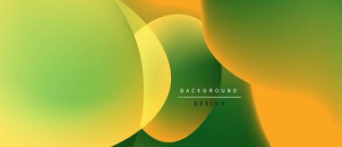 Soyut arkaplan özellikleri üst üste binen sarı, yeşil, turuncu şekiller. Metin arkaplan tasarımı mevcut modern tasarım. Yumuşak gradyanlar görsel ilgi yaratır.