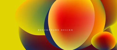 Soyut renkli şekiller çakışıyor. Sarı, turuncu, kırmızı, mavi gradyanlar dinamik görsel efekt yaratır. Modern tasarım ögesi.