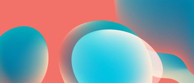 Soyut renkli şekiller harmanlanarak yumuşak eğilimler yaratır. Mavi, mercan renkleri kompozisyona hakim. Minimalist tasarım, sakin duyguları çağrıştırır..