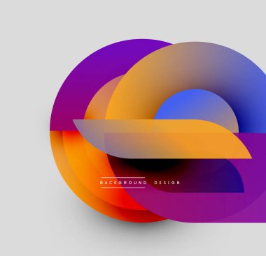 Soyut renkli çakışan daireler dinamik görsel efekt yaratır. Gradyan renkler düzgün bir şekilde harmanlanarak modern tasarım elementini oluşturur.