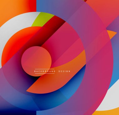 Soyut renkli tasarım. Üst üste binen daireler dinamik görsel efekt yaratır. Gradyan renkler kusursuz harmanlanır, modern estetik..