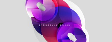 Soyut sıvı şekilleri örtüşür, canlı mor ve kırmızı renkler yaratır. Beyaz aksanlar gri arka plana derinlik katar. Modern tasarım ögesi.