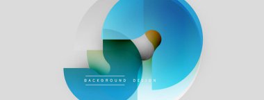 Soyut tasarım özellikleri üst üste binen daireler, gradyanlar. Mavi, yeşil, beyaz renkler modern görsel efektler yaratır. Metin arkaplan tasarımı okur.